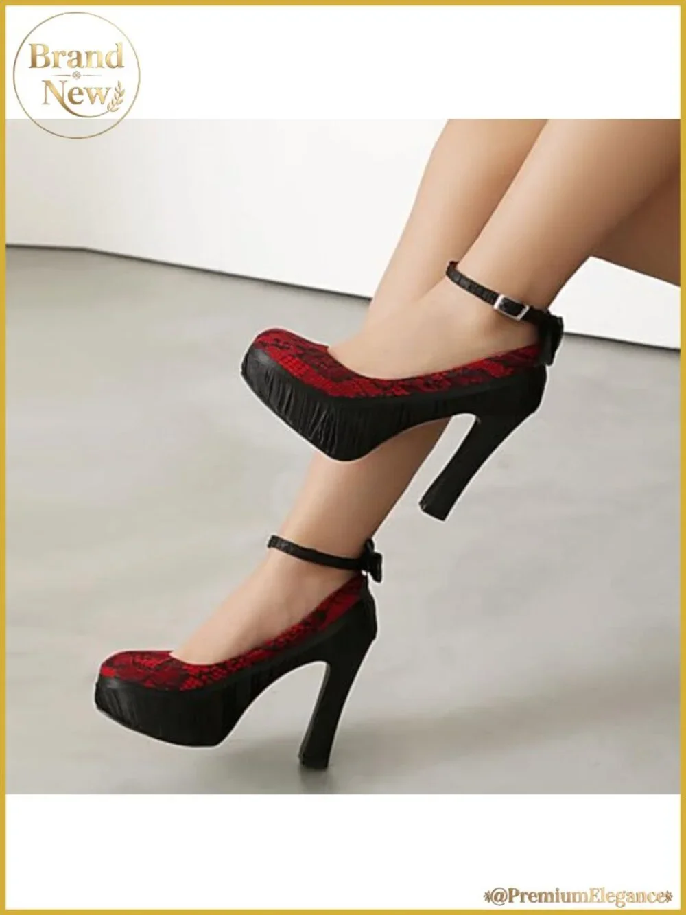 Mary Jane Gothic Platform High Heels Lace Flower Bow Pumps